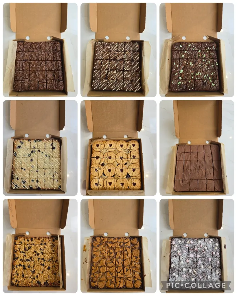 Boxes of traybakes for a corporate order